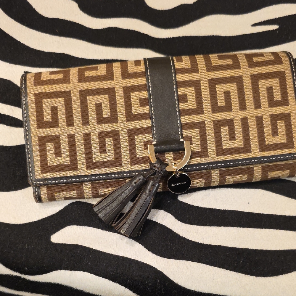 Givenchy Tan and Black Geometric Clutch